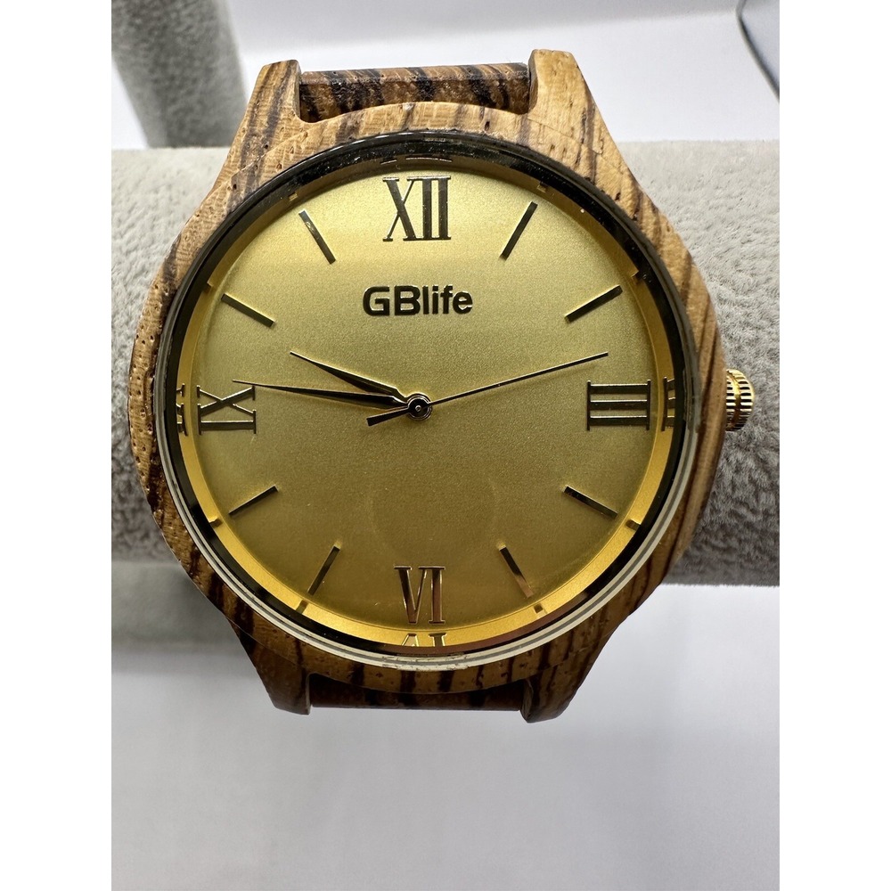 Gblife Wooden Mens Watch 45MM 8" New Battery Hand Crafted X‎